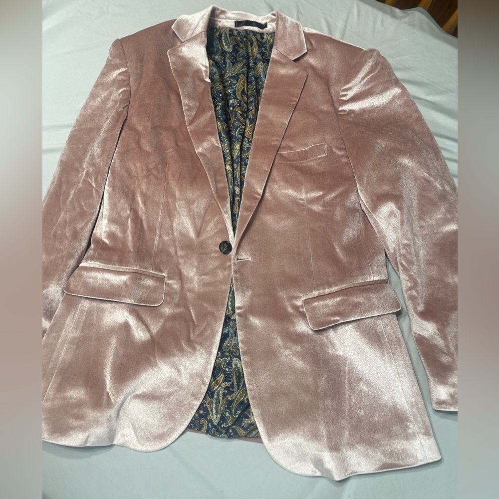 Pink Velvet Blazer Size M Suit Jacket